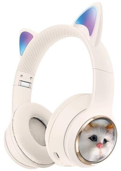 Wireless 5.3 Stereo Kedili Kulak Üstü Bluetooth Kulaklık Beyaz Blt-45