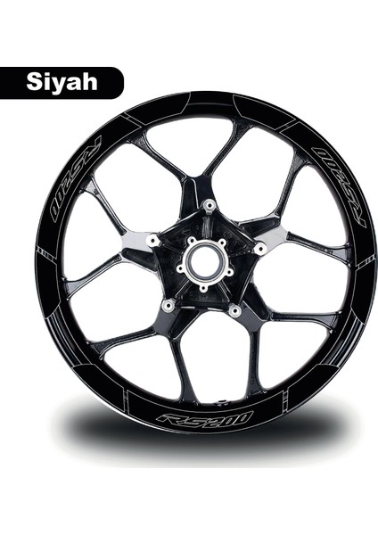 Siyah Bajaj Pulsar RS200 Geniş Jant Sticker Etiket Modeli
