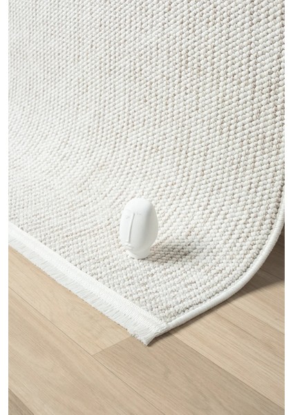 Natual Bukleli Yumuşak Dokulu Bej Beyaz Iskandinav Dokuma Yolluk Paspas Salon Halı