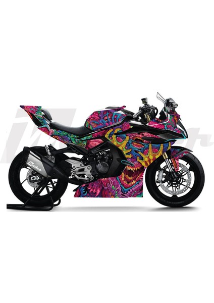 Cfmoto 450SR Hyper Beast Sticker Etiket Kaplama Modeli Pembe Mor Mavi