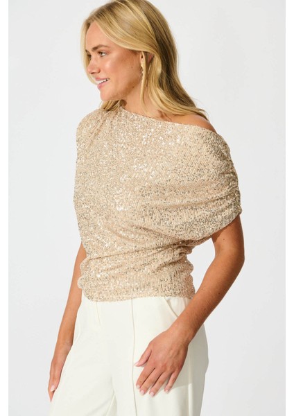 Kadın Gold Damla Omuz Payet Bluz fiyatları