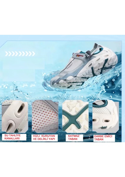 HTT1605 Erkek Tekking Outdoor Aqua Beyaz Lacivert Spor Sandalet Ayakkabı indirimleri