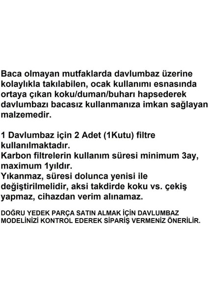 LC65KA270T/06 Davlumbaz Karbon Filtre LA10LKA6 2li 1takım Bacasız Ankastre Aspiratör Filtresi