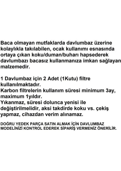 LC64PCC50T/04 Davlumbaz Karbon Filtre 2li 1takım Ankastre Aspiratör Bacasız Kullanım Kömür Filtresi