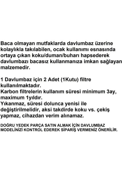 Adv 5160 I (8844611200) Piramit Davlumbaz Karbon Filtre 1takım 2li Bacasız Aspiratör Kömür Filtresi