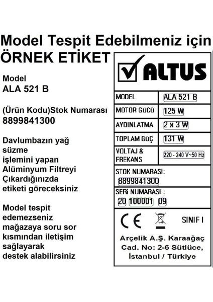 Ala 540 B (8853353300) Davlumbaz Aspiratör Karbon Filtre 1 Çift Bacasız Ankastre Kömür Filtresi