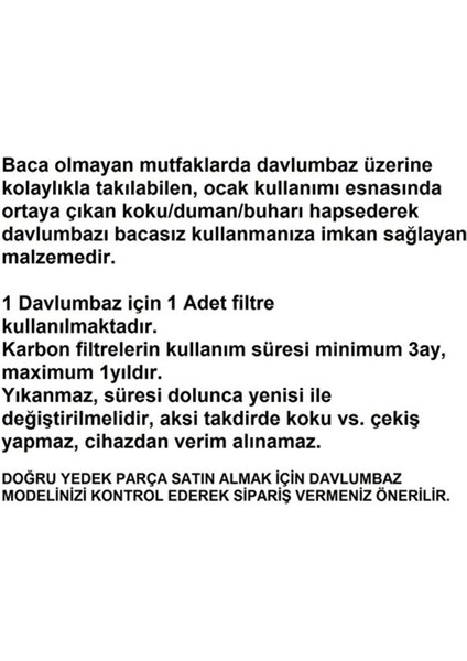 P 25 Pmı (8970591100) Davlumbaz Karbon Filtre 1 Adet Bacasız Aspiratör Kaset Kömür Filtresi