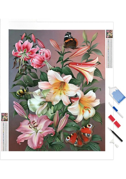 Kelebekler ve Çiçekler(Butterflies And Flowers )30X40CM Pixart Sanat Elmas Mozaik Tablo Diamond Türkiye fiyatları