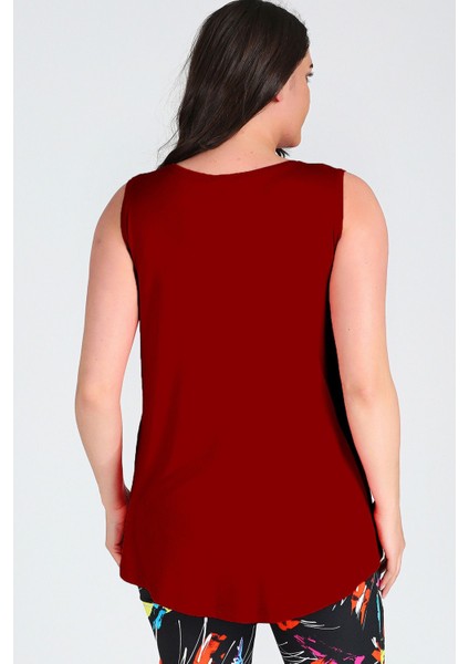 Büyük Beden Boho Hilal Baskılı Kolsuz Viskon Basic Bluz fiyatları