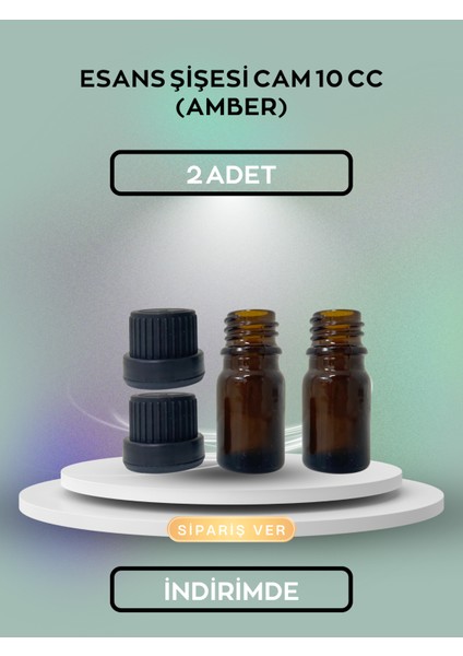 2 Adet Esans Şişesi Cam 10 cc (Amber)