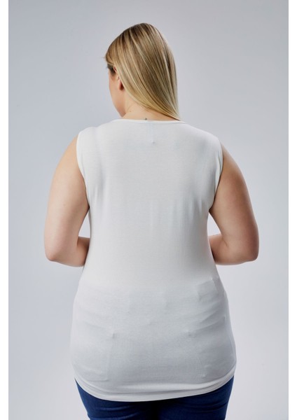 Büyük Beden Boho Hilal Baskılı Kolsuz Viskon Basic Bluz fiyatları