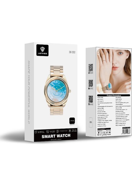 LW-252 Ios ve Android Uyumlu Klasik Akıllı Saat Amoled Ekran IP68 Sertifikalı Gold
