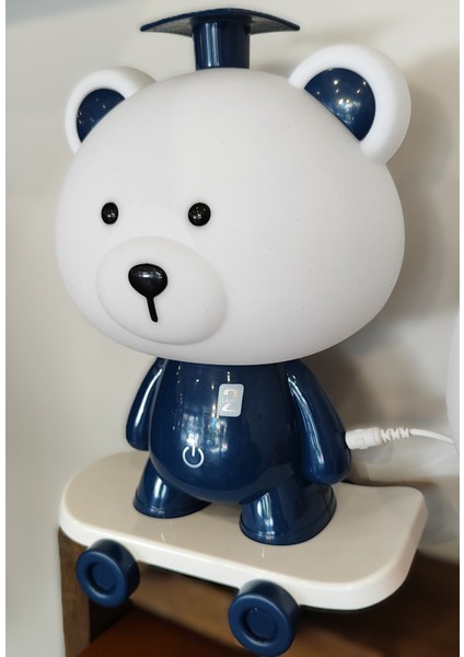 Kaykaylı Ayıcık Figür Büyük Boy Masa Üstü Gece Lambası 3 Kademeli Işık (25CM*18CM) AD4962