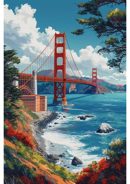 Golden Gate Pixart Sanat Elmas Mozaik Tablo 40X60