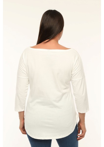 Büyük Beden Renkli Kelebekler Baskılı Geniş V Yaka Yarım Kol Oval Yırtmaç Bluz fiyatları