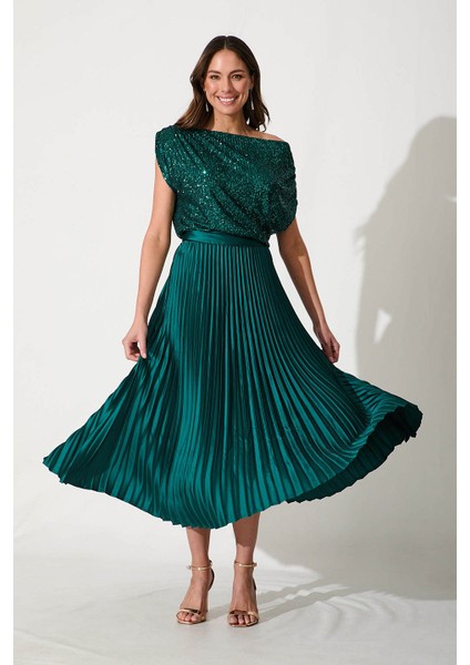 Kadın Yeşil Damla Omuz Payet Bluz fiyatları