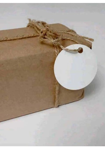 Beyaz Yuvarlak Karton Etiket ,100 Adet (5 Cm)
