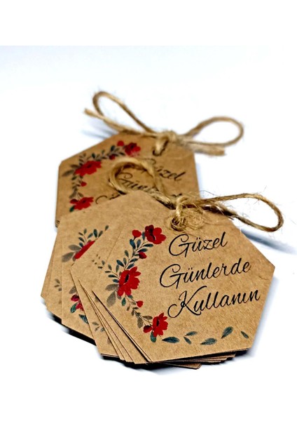 Altıgen Şeklinde "güzel Günlerde Kullanın" Baskılı Kraft ve Beyaz Seçenekli 50 Adet Kart (4,2X5CM)