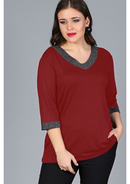 Büyük Beden Yaka Kolucu Sim Bluz