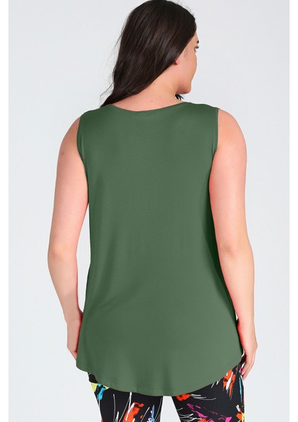 Büyük Beden Boho Kelebek Baskılı Kolsuz Viskon Basic Bluz fiyatları