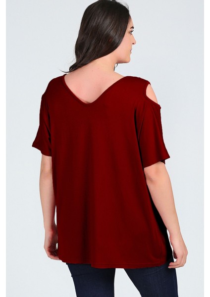 Büyük Beden Omuzu V Pencere Kısa Kol Bluz fiyatları