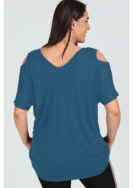 Büyük Beden Omuzu V Pencere Kısa Kol Bluz fiyatları