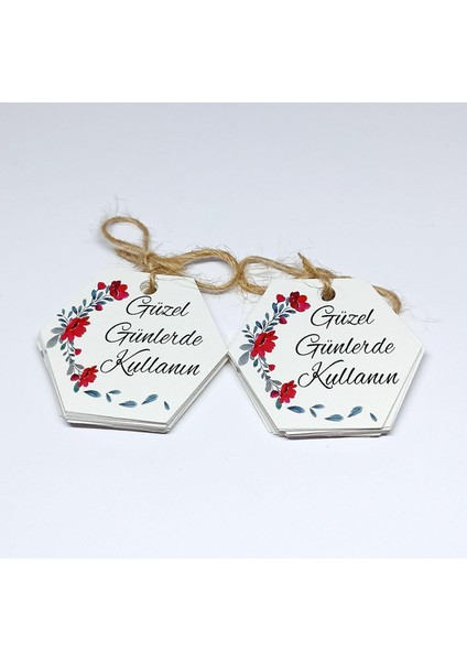 Altıgen Şeklinde "güzel Günlerde Kullanın" Baskılı Kraft ve Beyaz Seçenekli 50 Adet Kart (4,2X5CM)