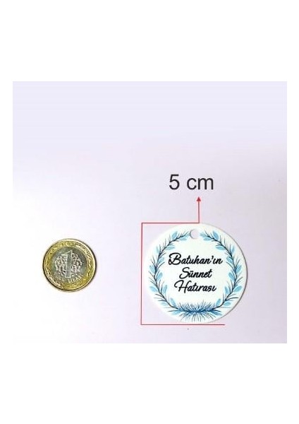 Baskılı Beyaz Karton Etiket / Sünnet Etiketi / Doğum Günü - Mevlüt Etiketi 100 Adet (5 Cm) fiyatları