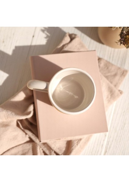 El Yapımı Seramik Kupa Pembe Çiçek Desenli Kupa Bardak 180 ml Mug