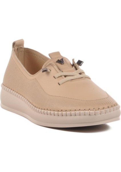 Bej Anatomik Taban Deri Kadın Günlük Ayakkabı Voyager Z083 Z