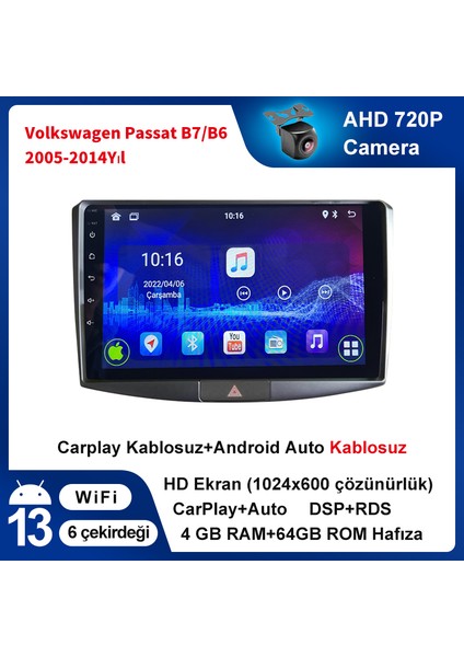 Volkswagen Passat B6/b7 2005-2014 Yıl Uyumlu 10,2 Inç 4 GB Ram 64 GB Hafıza Multimedya Carplay Navigasyon