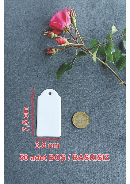Beyaz Karton Etiket / Hediye Etiketi 100 Adet (3.8 cm x 7.5 Cm)