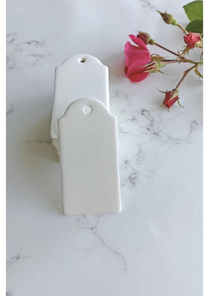Beyaz Karton Etiket / Hediye Etiketi 100 Adet (3.8 cm x 7.5 Cm)