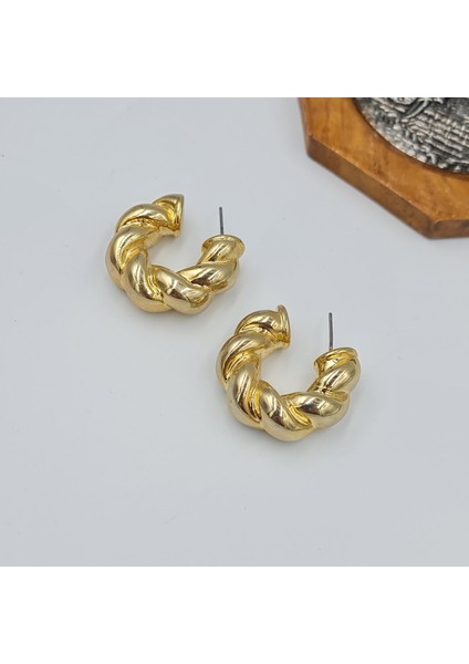 Vıp Gold Sarmal Model Kalın Halka Küpe – Suya Dayanıklı