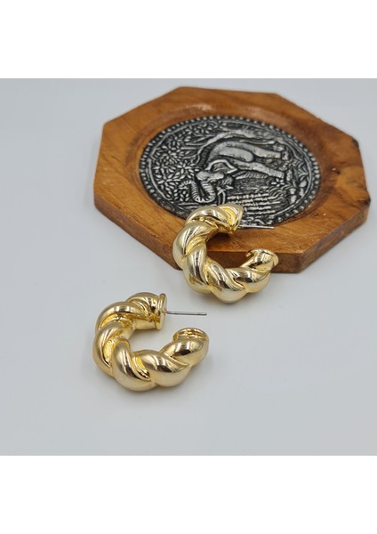 Vıp Gold Sarmal Model Kalın Halka Küpe – Suya Dayanıklı modelleri
