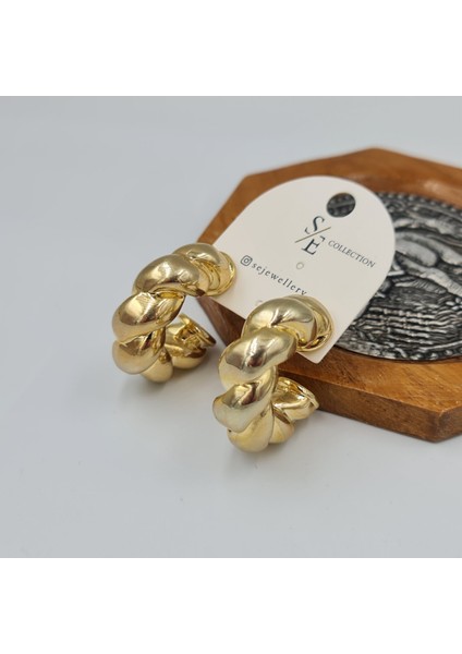 Vıp Gold Sarmal Model Kalın Halka Küpe – Suya Dayanıklı indirimleri