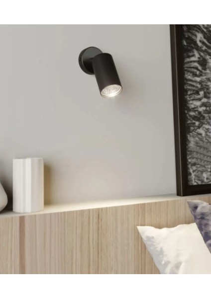 Şık Siyah Elektrikli Duvar Aplikası, Modern Metal Tasarım, GU10 Duy Tipi