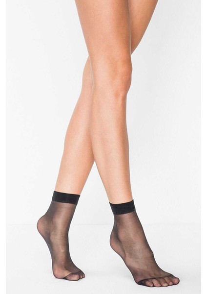 Kadın Ten Süper 15 Mat Soket Çorap Siyah