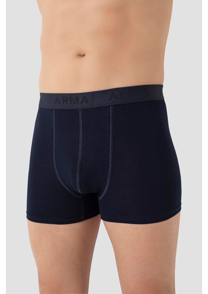 6'lı Paket Lacivert Erkek Boxer Likralı Esnek Kumaş
