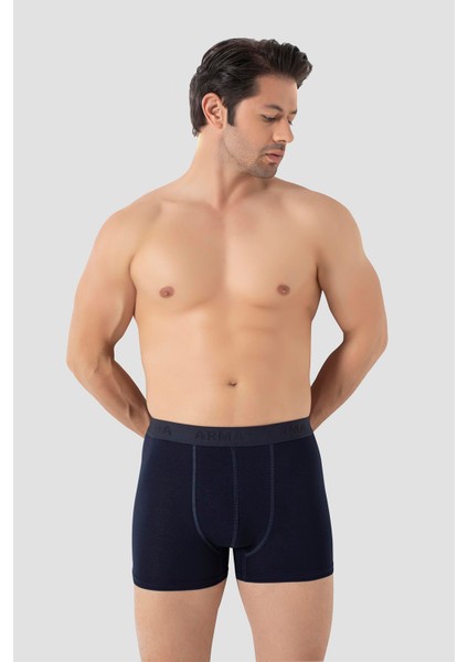 6'lı Paket Lacivert Erkek Boxer Likralı Esnek Kumaş