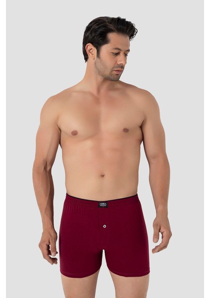 6'lı Paket Karışık Renkli Erkek Penye Havlu Bel Boxer %100 Pamuk