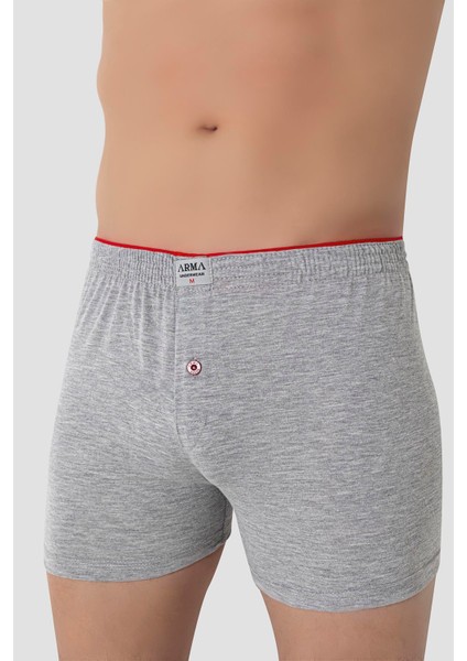6'lı Paket Gri Erkek Penye Havlu Bel Boxer %100 Pamuk