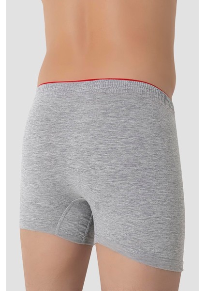 6'lı Paket Gri Erkek Penye Havlu Bel Boxer %100 Pamuk