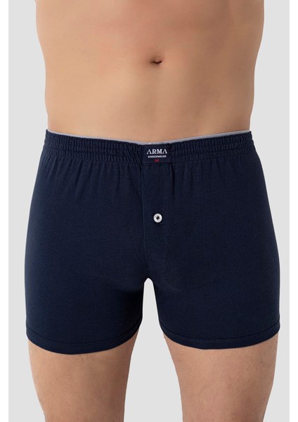 6'lı Paket Lacivert Erkek Penye Havlu Bel Boxer %100 Pamuk