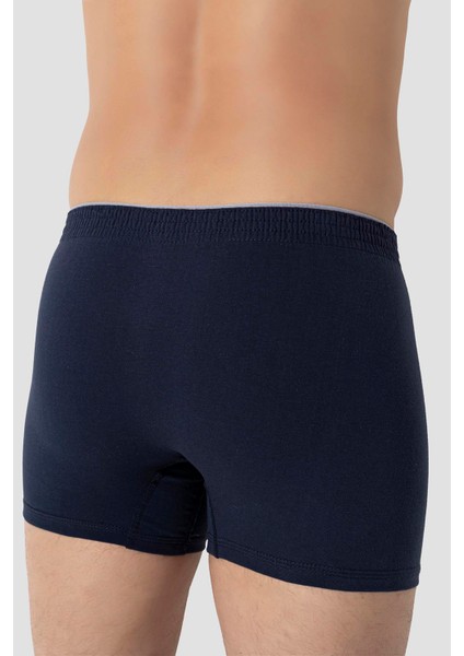 6'lı Paket Lacivert Erkek Penye Havlu Bel Boxer %100 Pamuk