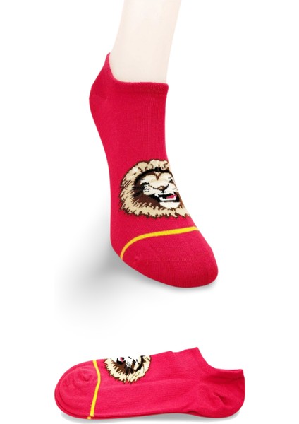 Sarı Kırmızı Aslan Desenli Sportif Kısa Bilek Çorap Yazlık 1 Çift fiyatları