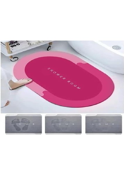 Büyük Boy Pembe Süper Su Emici Kaymaz Tabanlı Banyo Paspası ( 80*50 )Cm fiyatları