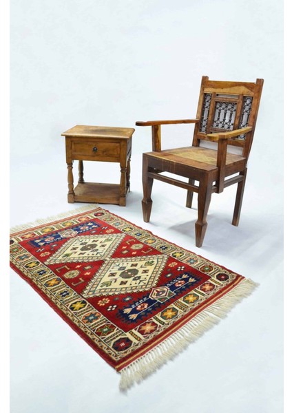 Antik Yörük El Dokuma Halısı Krem ve Kırmızı Renk 78X108 cm (0.84 M²) fiyatları