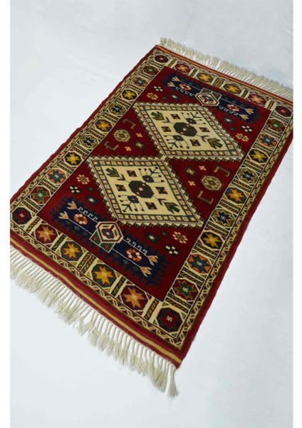 Antik Yörük El Dokuma Halısı Krem ve Kırmızı Renk 78X108 cm (0.84 M²) modelleri