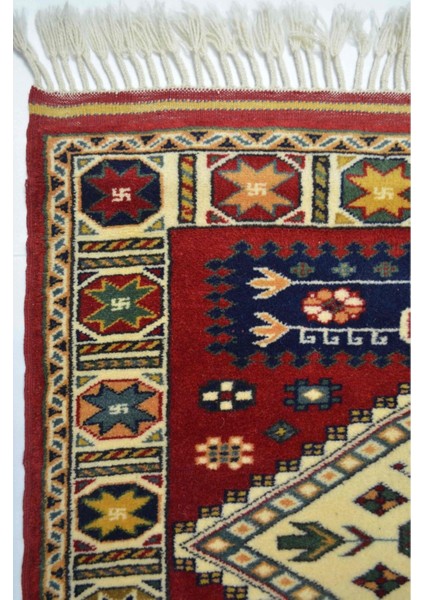 Antik Yörük El Dokuma Halısı Krem ve Kırmızı Renk 78X108 cm (0.84 M²) fırsatları